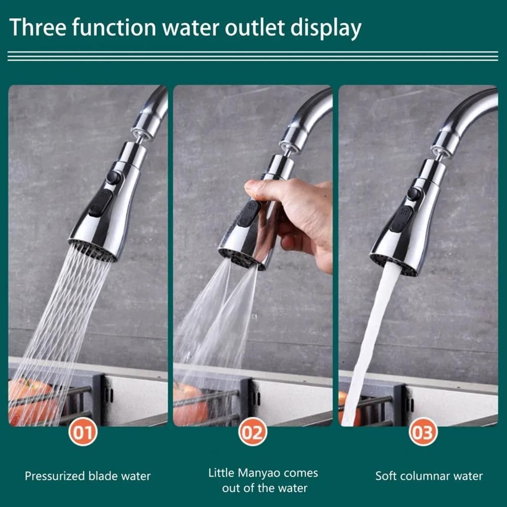 3 Modes Kitchen Sink Faucet | 3-Mode Flexible Tap Extender With Smooth Water Flow | 360 Degree Tap Extender for Kitchen Sink With 3 Modes | Flexible kitchen faucet sprayer with rotating head for convenience.