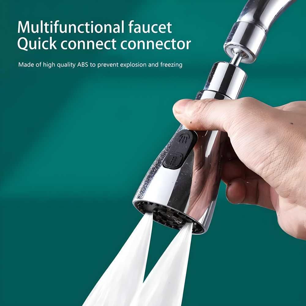 3 Modes Kitchen Sink Faucet | 3-Mode Flexible Tap Extender With Smooth Water Flow | 360 Degree Tap Extender for Kitchen Sink With 3 Modes | Flexible kitchen faucet sprayer with rotating head for convenience.