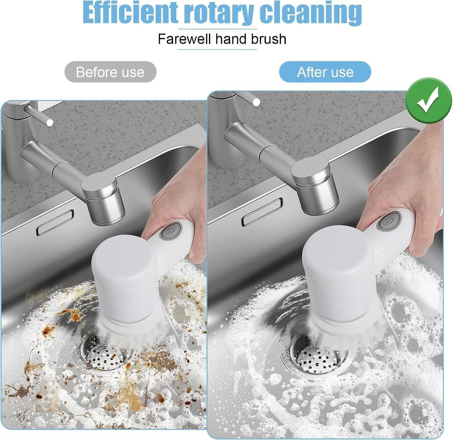 5 in 1 Electric Cleaning Brush | Multi-Functional Electric Cleaning Brush 5 in 1 Magic Power Scrubber Household Cleaning Tools Spin Scrubber with Buffer Polisher, for Bathroom, Shower, Tub, Kitchen Floor, Shoes