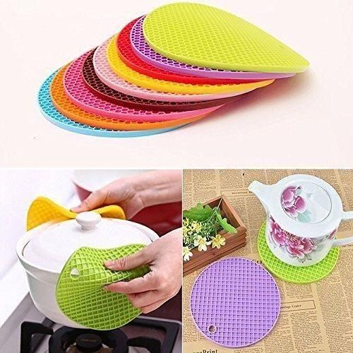 Silicone Heat Resistant Mat | Multipurpose Silicone Trivet Mats For Hot Pot Holding, Hot Pot Mats, Hot Pad, Jar Opener, Spoon Rest, Heat Resistant, Non-Slip, Durable, Flexible, Dishwasher Safe, For Home And Kitchen Use (Pack of 4)
