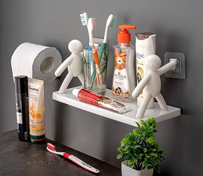 Wall Mount Shelf For Bathroom, Kitchen And Books With Strong Adhesive Sticker, No Drill Needed | Space Saving Wall Mounted Organizer | Wall Mounted Shelf Storage Rack | Self Adhesive Wall Mounted Storage Rack For Home And Office
