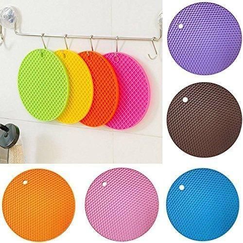 Silicone Heat Resistant Mat | Multipurpose Silicone Trivet Mats For Hot Pot Holding, Hot Pot Mats, Hot Pad, Jar Opener, Spoon Rest, Heat Resistant, Non-Slip, Durable, Flexible, Dishwasher Safe, For Home And Kitchen Use (Pack of 4)