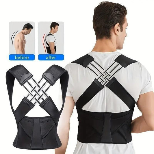 Posture Correct Back Support And Pain Relief Belt For Men And Women | Universal Adjustable Brace For Posture Correction | Free Size Posture Corrector For Men And Women | Back Support Belt For Back Pain, Back Straight And Shoulder Support (Universal Size)