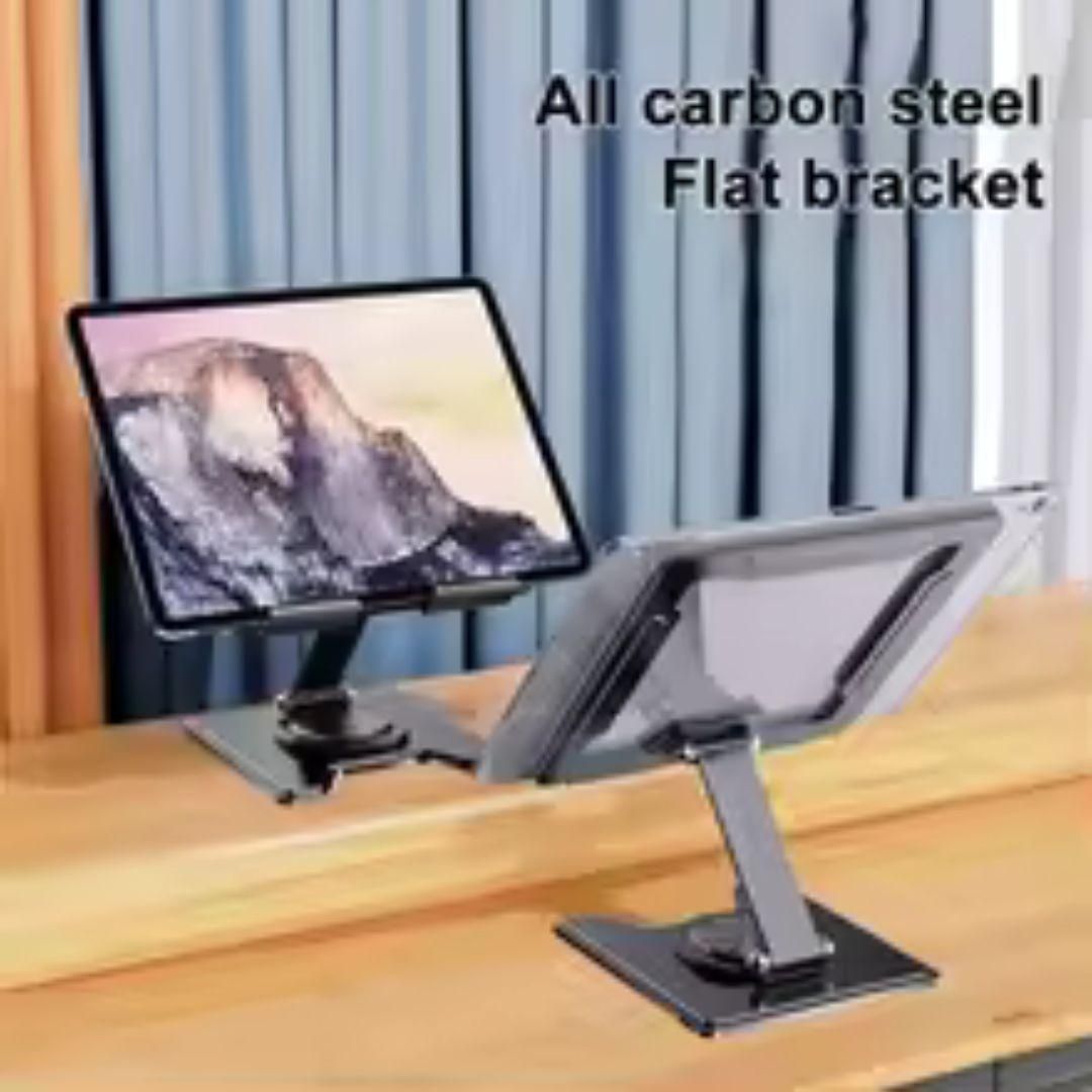 360 Degree Rotating I Pad, Tablet, Laptop And Book Holder Desk, Kitchen And Table Mount Stand | Aluminum Stand Holder with 360 Degree Rotatable | Multi Angle Adjustments Compatible for iPad, Tablet, Laptop, Books