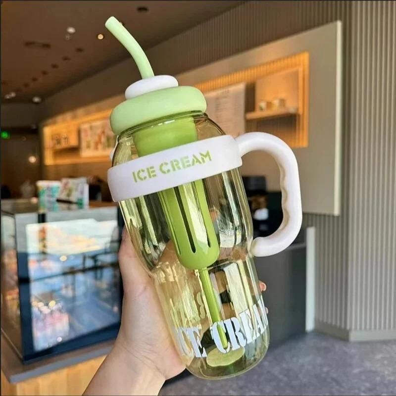 Water Bottle with Handle and Straw | Bottle With Straw Water Bottle 1300ml Large Capacity With Handle | Portable Stylish BPA Free Detox Bottle for Adults And Can Also Use As Gym Protein Shaker
