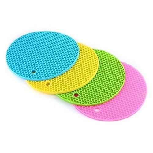 Silicone Heat Resistant Mat | Multipurpose Silicone Trivet Mats For Hot Pot Holding, Hot Pot Mats, Hot Pad, Jar Opener, Spoon Rest, Heat Resistant, Non-Slip, Durable, Flexible, Dishwasher Safe, For Home And Kitchen Use (Pack of 4)