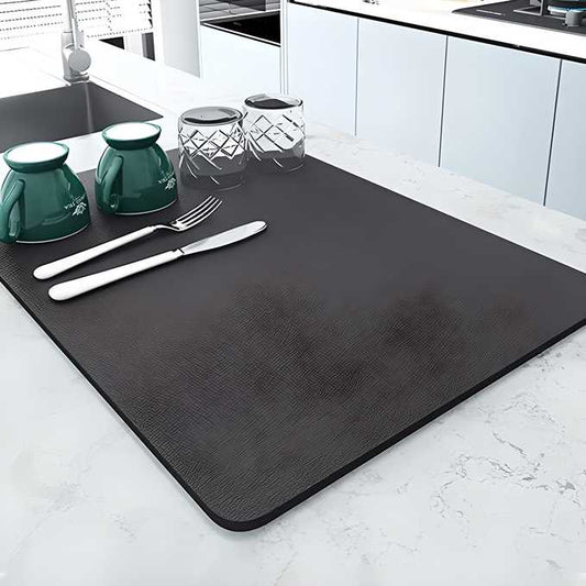 Super Water Absorbent Mat | Dish Drying Mat | Quick Dry Water Absorbing And Anti-Slip Mat For Kitchen Platform,  Pet food serving, Bathroom,  Coffee table (Assorted Color)