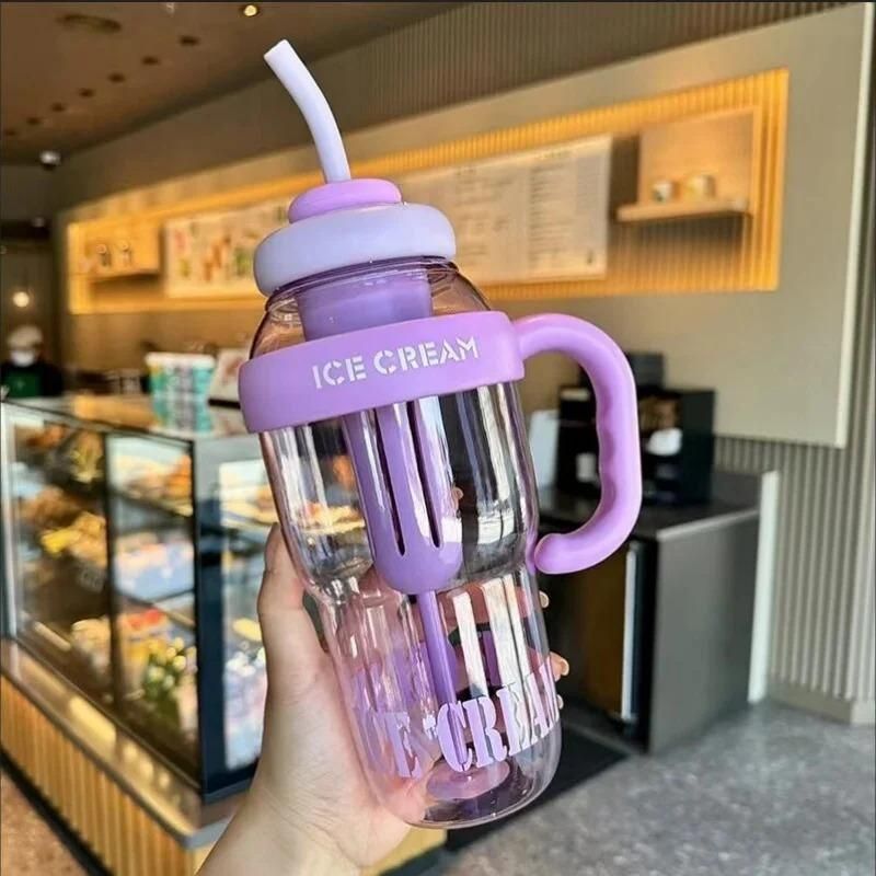 Water Bottle with Handle and Straw | Bottle With Straw Water Bottle 1300ml Large Capacity With Handle | Portable Stylish BPA Free Detox Bottle for Adults And Can Also Use As Gym Protein Shaker