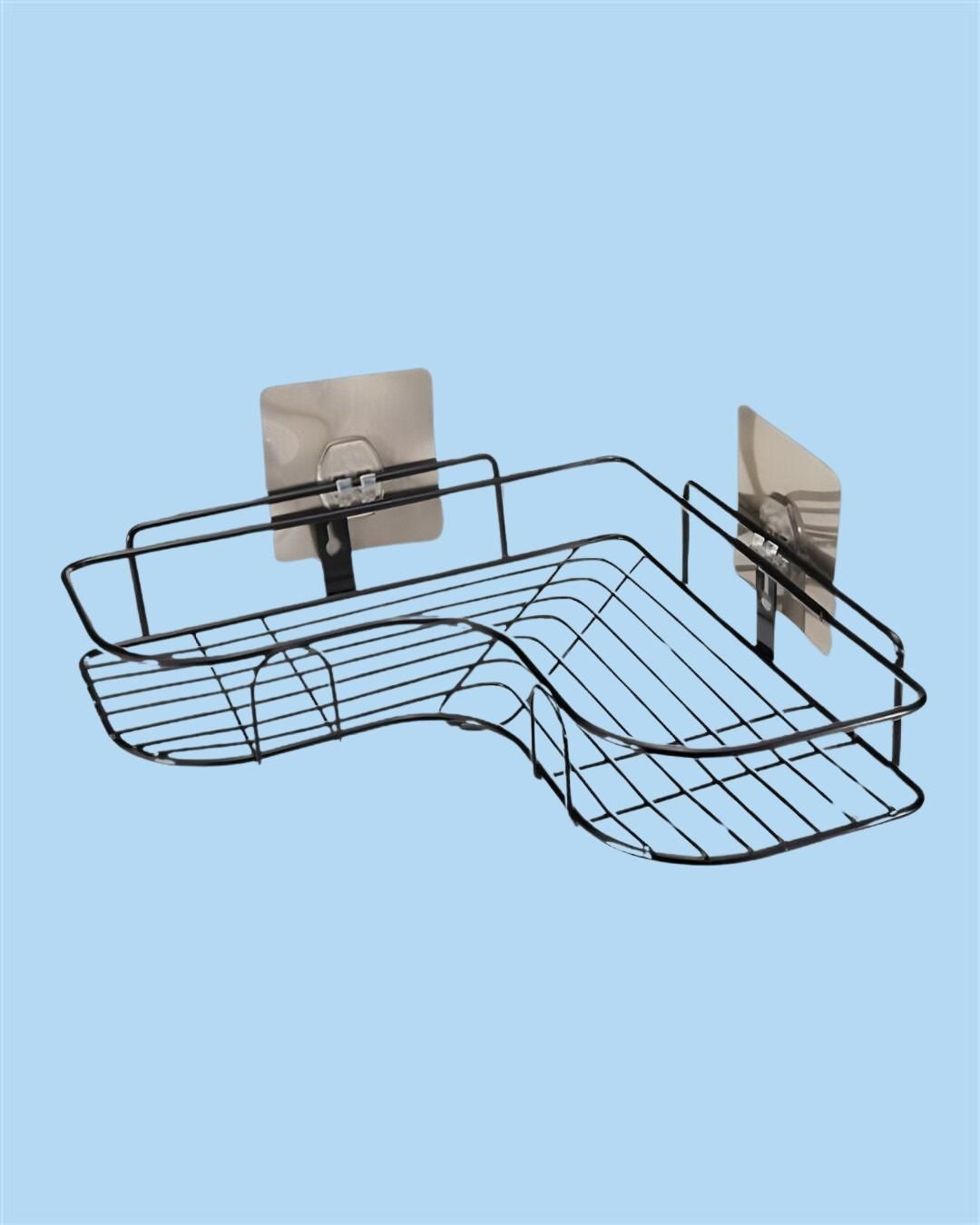 Metal Corner Rack For Bathroom, Kitchen, Bedroom With Strong Adhesive Sticker No Need To Drill | Drill Free Corner Shelf for Wall | Organizer Rack Without Drill | Self Adhesive Wall Mounted Shelf | Rust-proof, drill-free corner rack