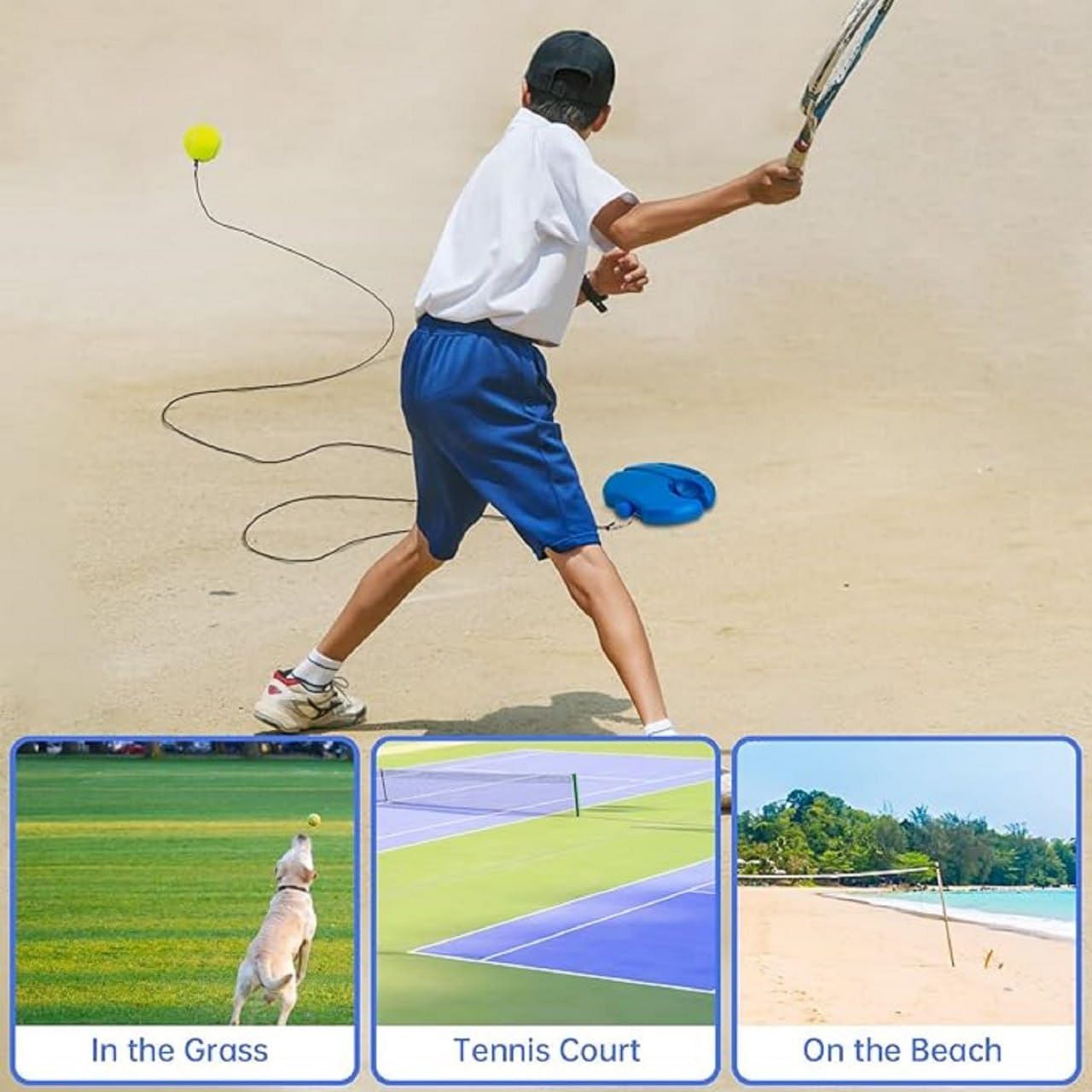 Self Tennis And Cricket Training Rebound Ball With String For Solo Practice | Rebound Ball with String for Solo Tennis And Cricket Practice | Self Practice Rebound Ball For Tennis And Cricket, Fill Sand or Water | Self Practice Ball