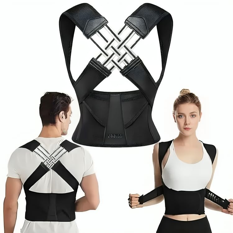 Posture Correct Back Support And Pain Relief Belt For Men And Women | Universal Adjustable Brace For Posture Correction | Free Size Posture Corrector For Men And Women | Back Support Belt For Back Pain, Back Straight And Shoulder Support (Universal Size)