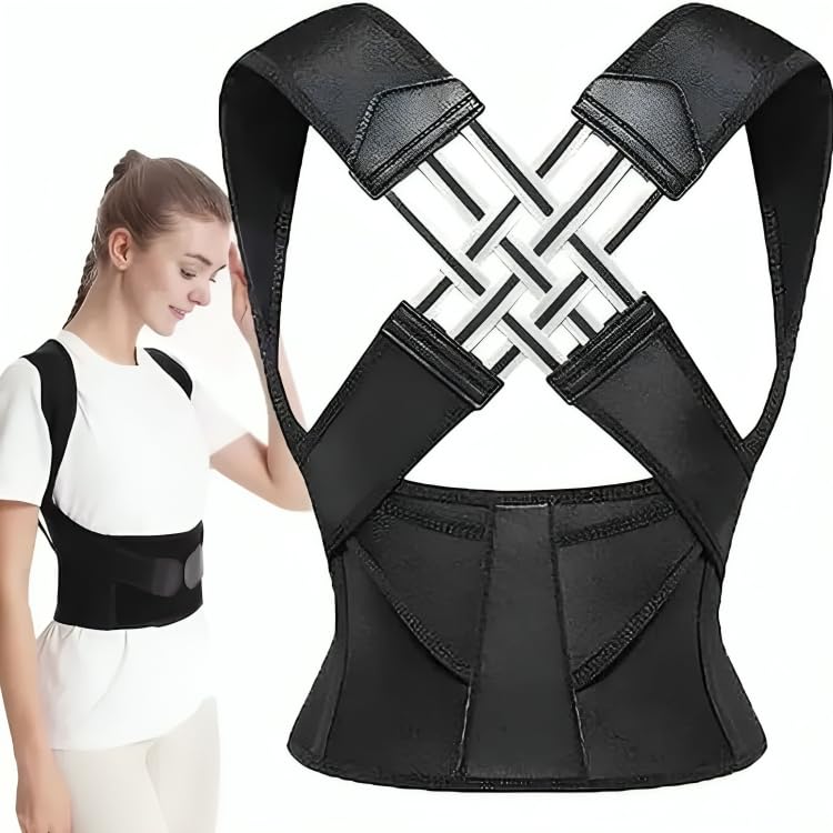 Posture Correct Back Support And Pain Relief Belt For Men And Women | Universal Adjustable Brace For Posture Correction | Free Size Posture Corrector For Men And Women | Back Support Belt For Back Pain, Back Straight And Shoulder Support (Universal Size)