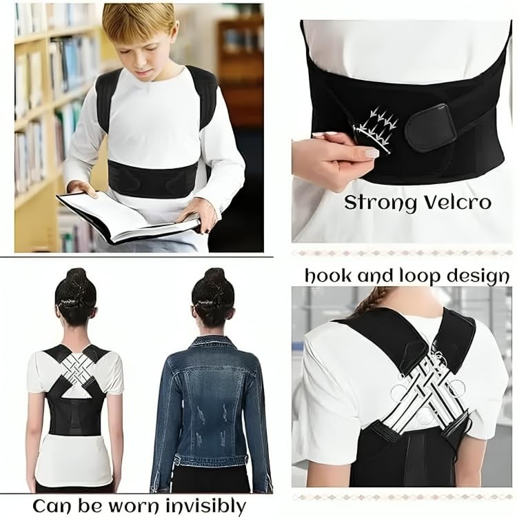 Posture Correct Back Support And Pain Relief Belt For Men And Women | Universal Adjustable Brace For Posture Correction | Free Size Posture Corrector For Men And Women | Back Support Belt For Back Pain, Back Straight And Shoulder Support (Universal Size)