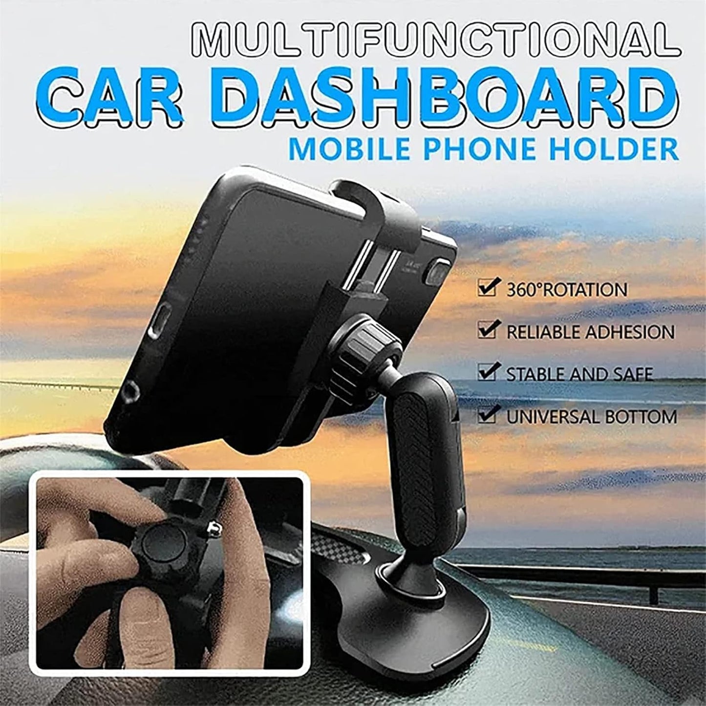 Multifunctional Car Dashboard Phone Holder, 360 Degree Rotation, Universal Smartphone Compatibility, Dashboard Mount | 360 Degree Rotatable Phone Mount For Car | Phone Holder With 360 Degree Rotation