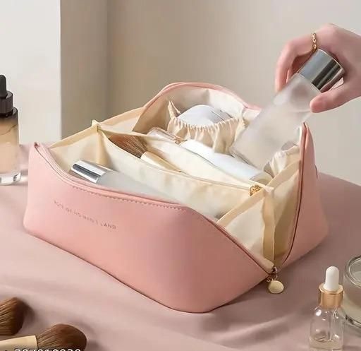 Makeup Organizer Bag | Makeup Pouch for Women | Women’s Large Capacity Cosmetic Travel Bag - Waterproof Makeup Organizer with Wide Opening | Spacious waterproof pouch with dividers for travel and vanity use
