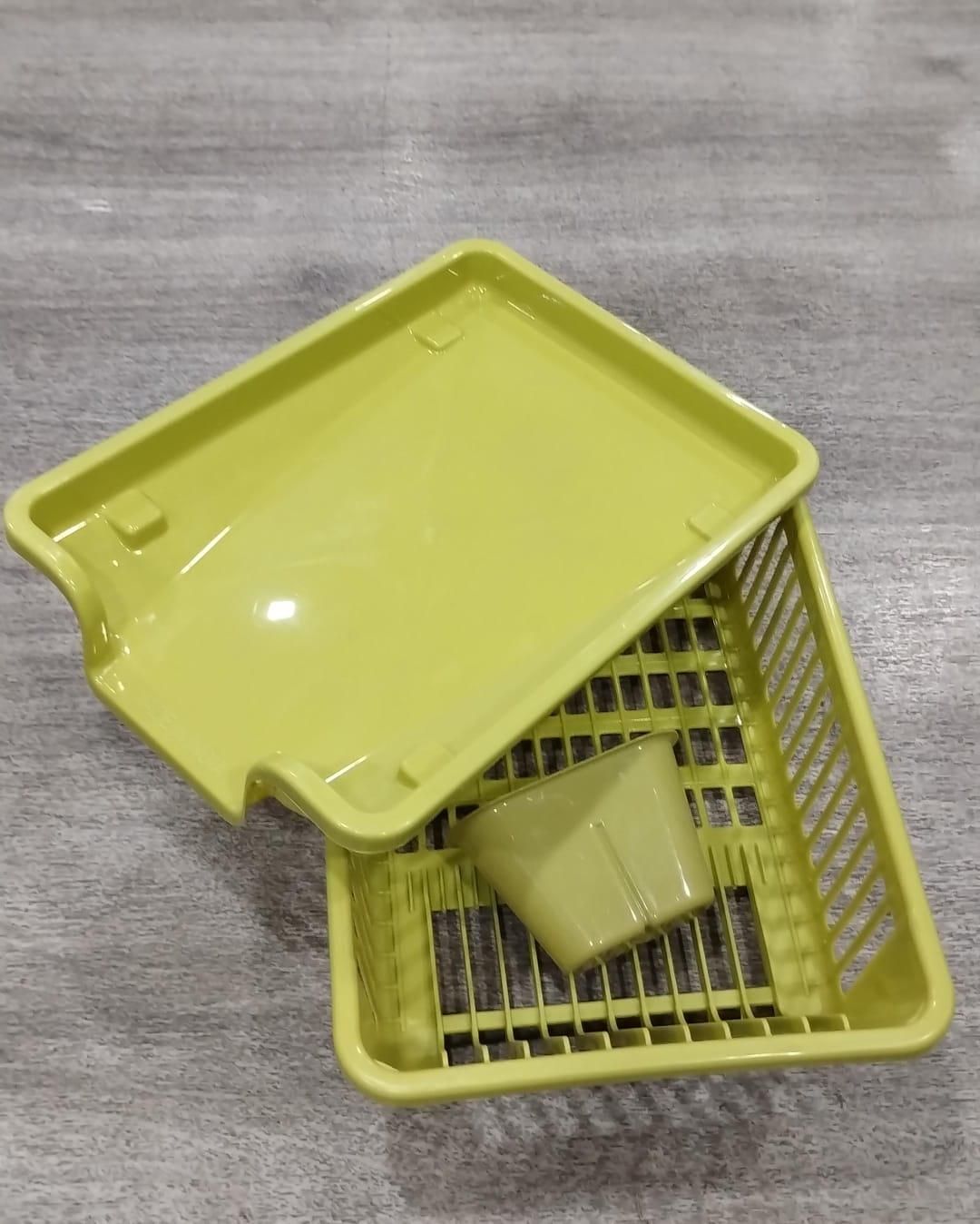 3 in 1 Kitchen Dish Drainer | Sink Dish Rack | 3 in 1 Large Durable Plastic Drainer Drying Rack Washing Basket with Tray | Kitchen Sink Rack Organizers With Cutlery Storage (Assorted Color)