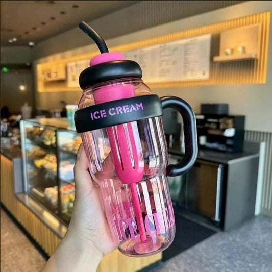 Water Bottle with Handle and Straw | Bottle With Straw Water Bottle 1300ml Large Capacity With Handle | Portable Stylish BPA Free Detox Bottle for Adults And Can Also Use As Gym Protein Shaker