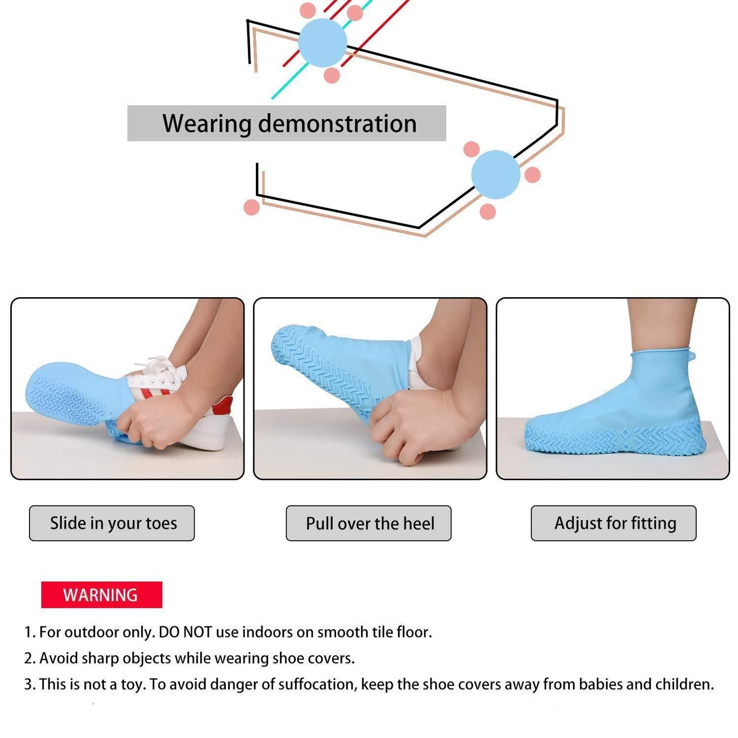 Silicone Reusable Anti skid Waterproof Boot Cover And Shoe Protector And Boot Cover For Indoor And Outdoor Use | Waterproof Shoe Cover | Reusable Silicone Cover Shoes Rain Boots for Men, Women And Kids (Assorted Color)
