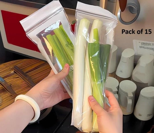 Multipurpose Zip Lock Bag 15pc |  Multipurpose Zip Lock Bag | Zip Lock Vegetable Fridge Multipurpose Storage Bag | Reusable storage bags for fridge, veggies, and travel