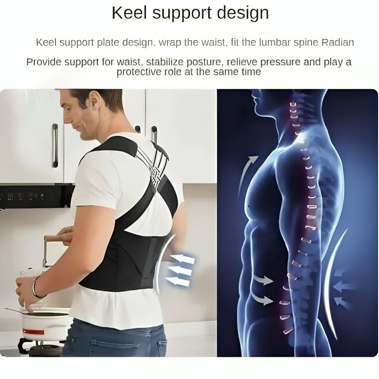 Posture Correct Back Support And Pain Relief Belt For Men And Women | Universal Adjustable Brace For Posture Correction | Free Size Posture Corrector For Men And Women | Back Support Belt For Back Pain, Back Straight And Shoulder Support (Universal Size)