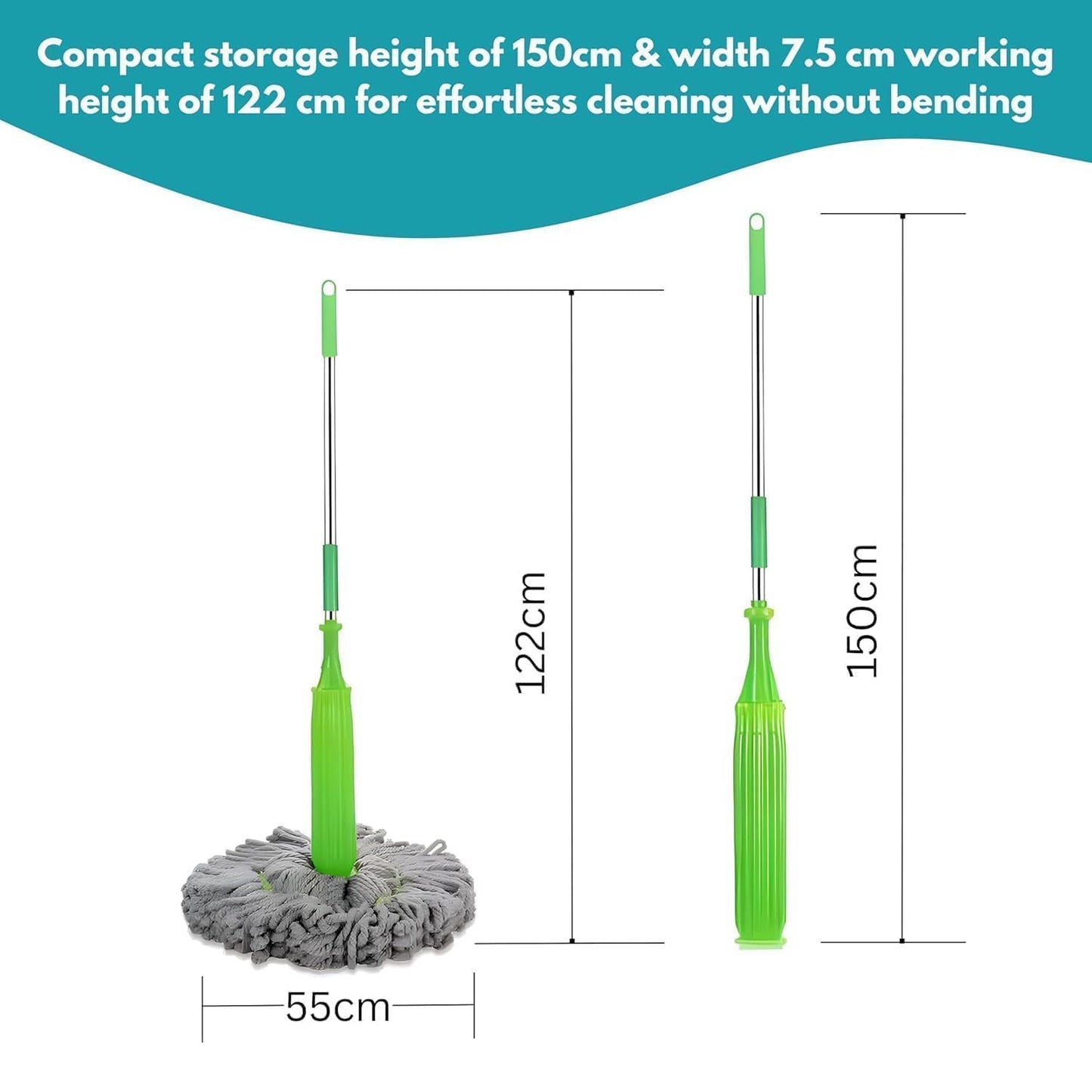 Easy Floor Cleaning Mop | 2-in-1 Microfiber 360 Rotatable Adjustable and Multi-Surface Floor Cleaning Mop for Home and Office