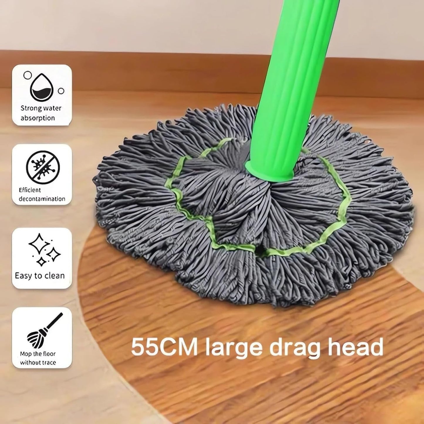 Easy Floor Cleaning Mop | 2-in-1 Microfiber 360 Rotatable Adjustable and Multi-Surface Floor Cleaning Mop for Home and Office